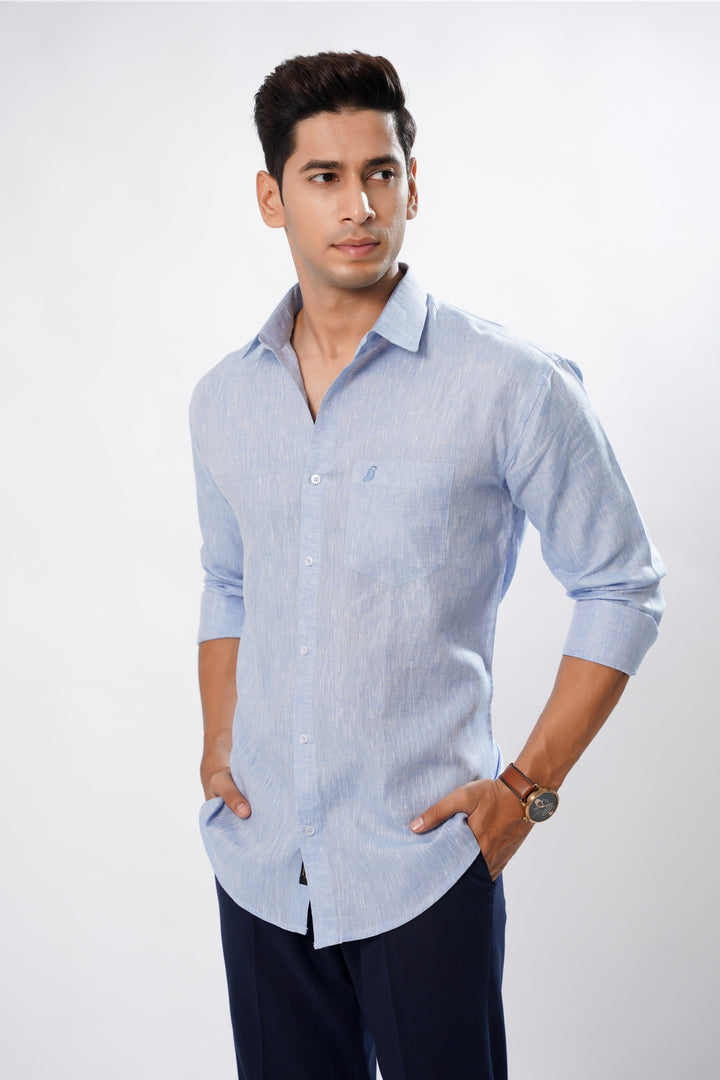 Casper Blue Luxurious Linen Shirt