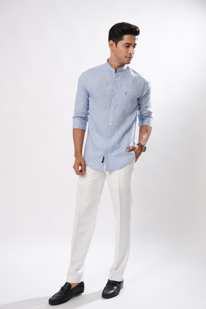 Sea Blue Luxurious Linen Shirt
