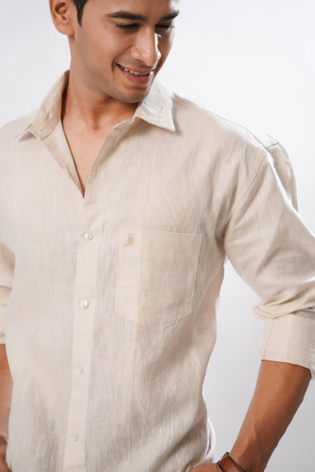Ivory Cream Luxurious Linen Shirt