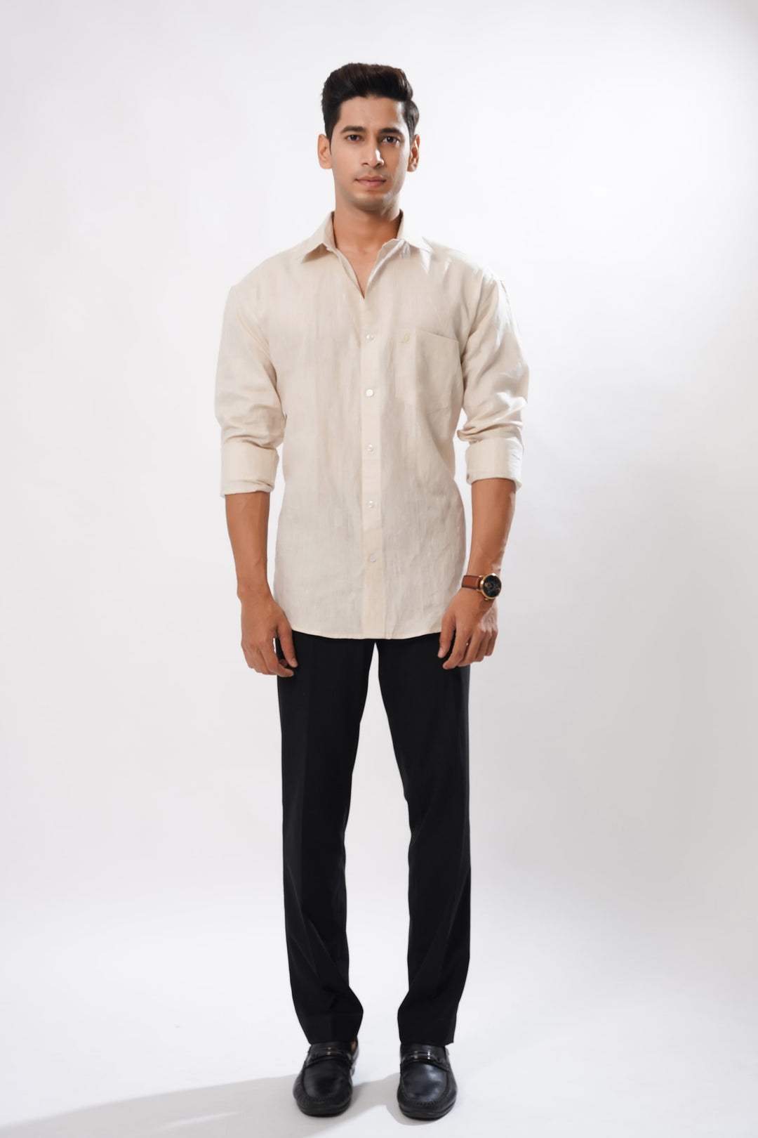 Ivory Cream Luxurious Linen Shirt