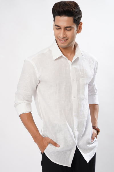 ALBA BRIGHT WHITE LUXURIOUS LINEN SHIRT