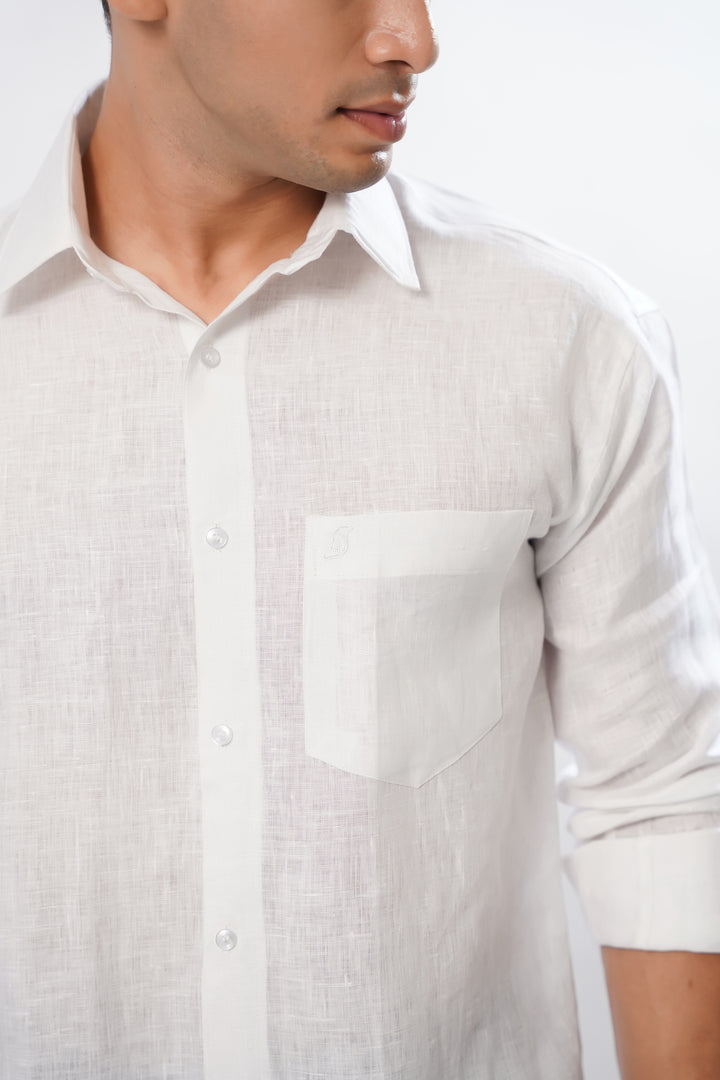 Alba Bright White Luxurious Linen Shirt – Royaltail