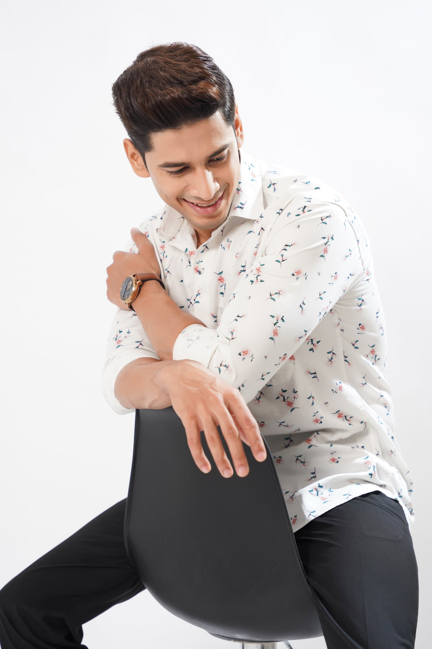 Bright White with Flowers Printed Super Soft Premium Designed Cotton Shirt
