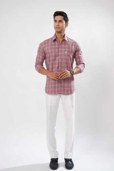 Viola Sad Pink Check Oxford Cotton Premium Shirt