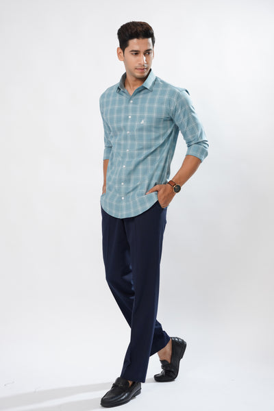 Cornflower Blue Check Oxford Cotton Premium Shirt