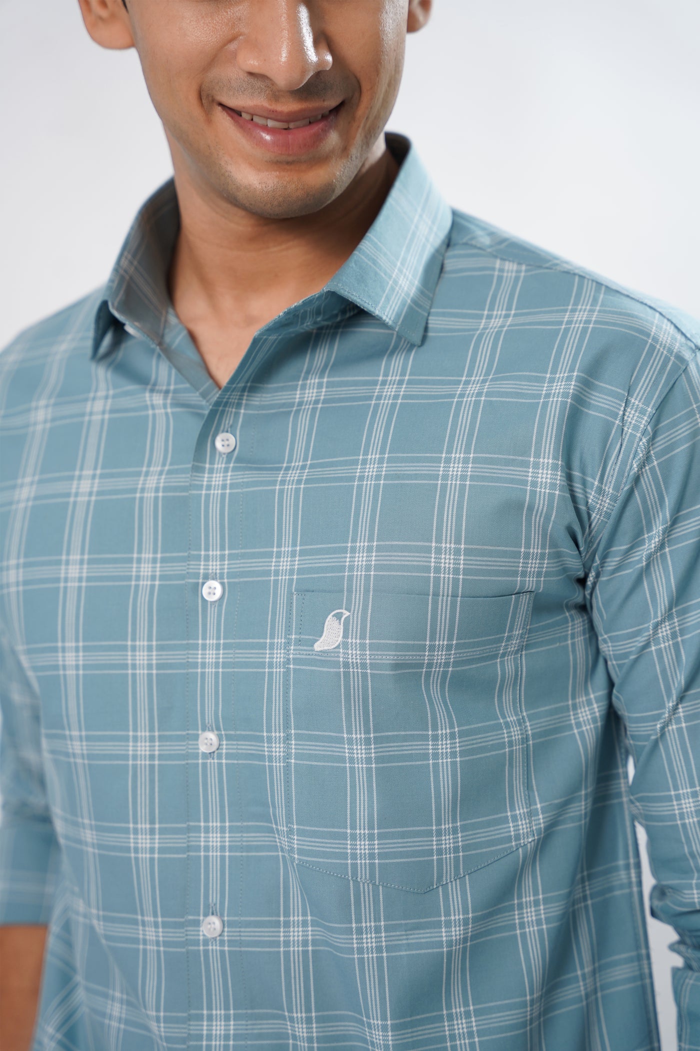 Cornflower Blue Check Oxford Cotton Premium Shirt
