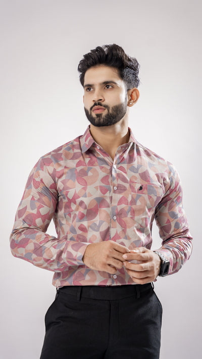 COPENHAGEN MAROON MULTICOLOR PRINTED PREMIUM GIZA COTTON SHIRT - Royaltail