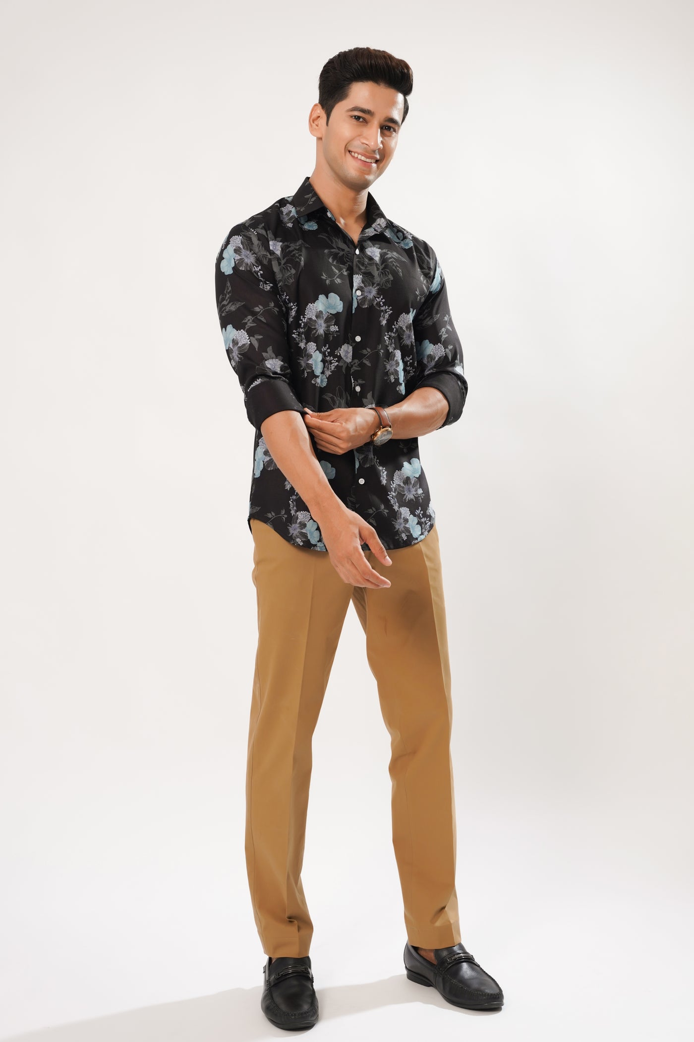 BLACK FLOWER PRINT SUPER SOFT PREMIUM COTTON SHIRT