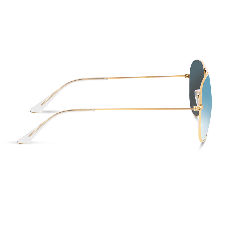 Light Blue Gradient Glass And Golden Frame Aviator Sunglasses For Men And Women