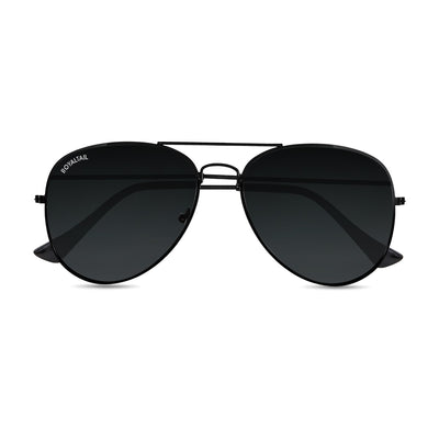 Unisex Black Classic Glass and Black Frame Aviator Sunglasses