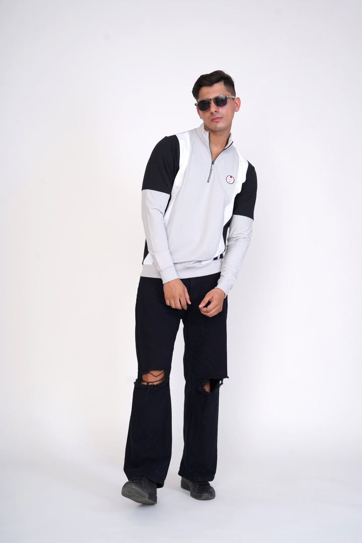 Titan Grey With Black Shoulder Knee, Premium Organic Soft Cotton Sweatshirt
