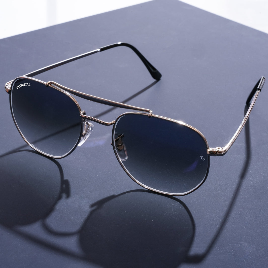 Silver round sunglasses with blue gradient lenses – ROYALTAIL
