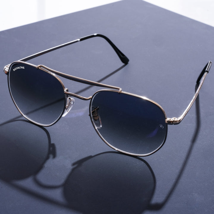 Silver round sunglasses with blue gradient lenses – ROYALTAIL