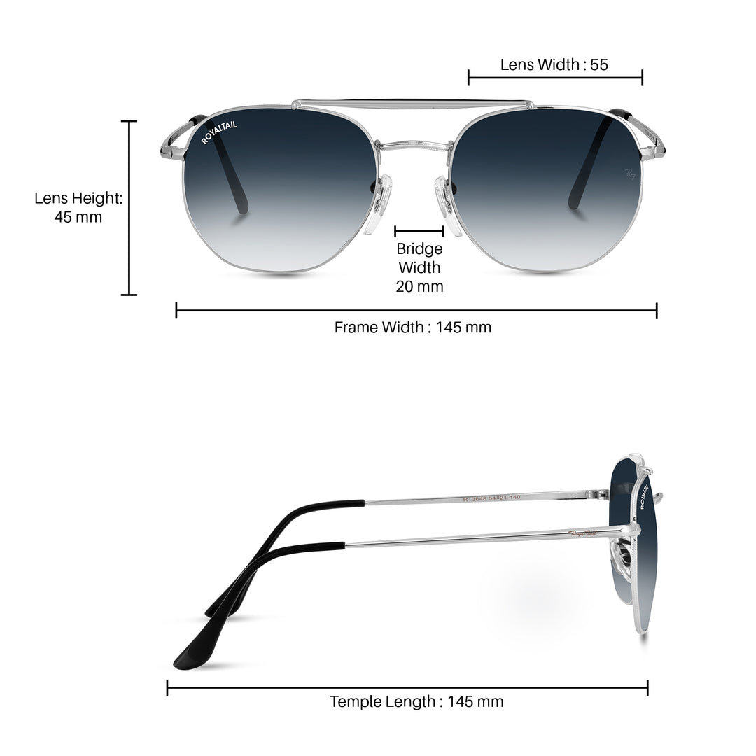Silver round sunglasses with blue gradient lenses, photo 10