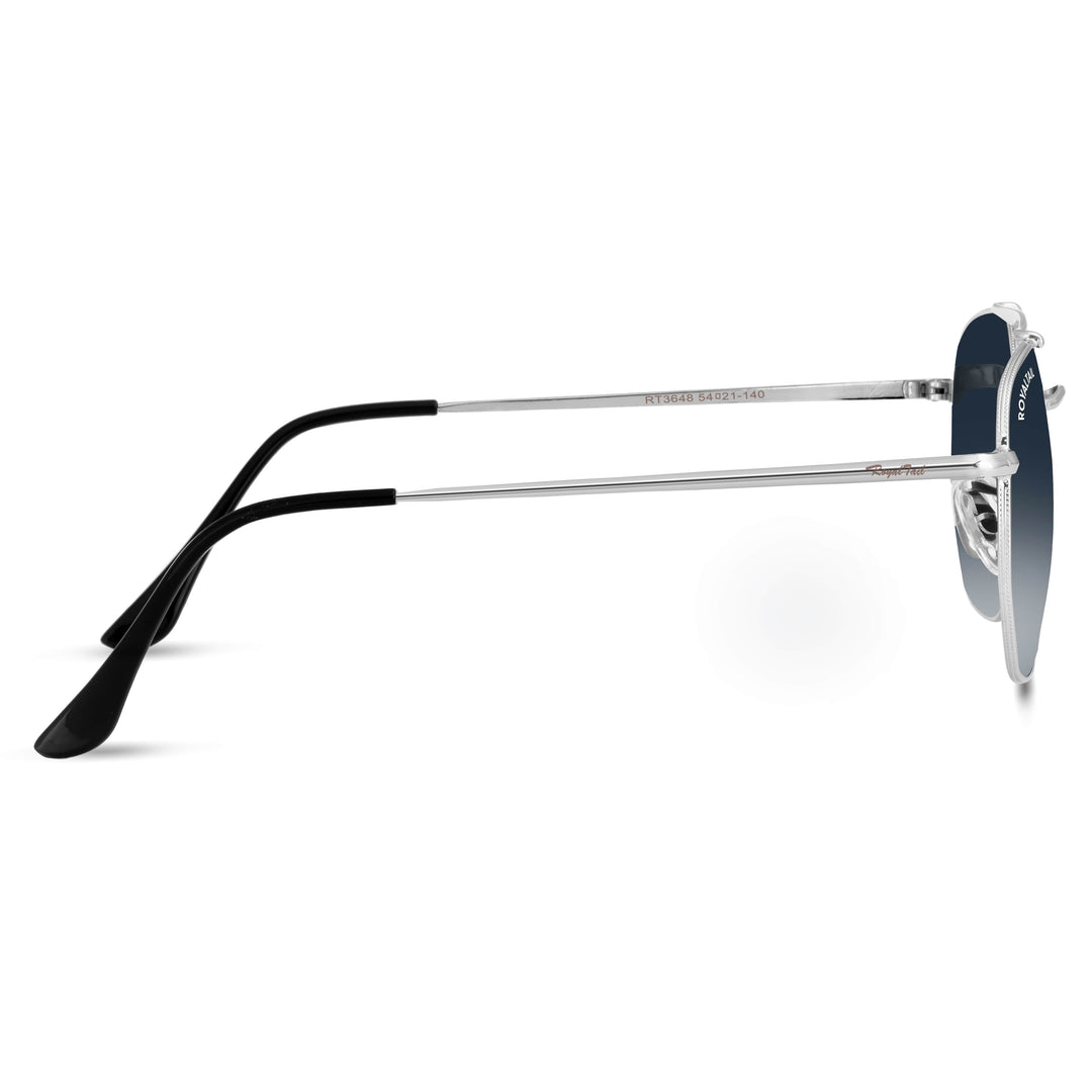 Silver round sunglasses with blue gradient lenses, photo 9