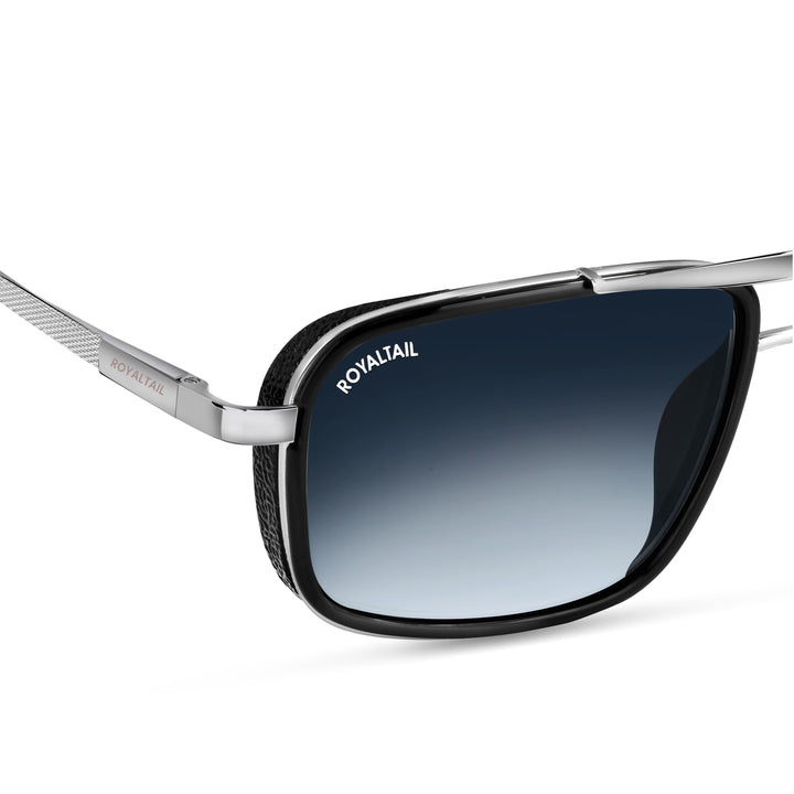 Silver square sunglasses with blue gradient lenses, photo 9