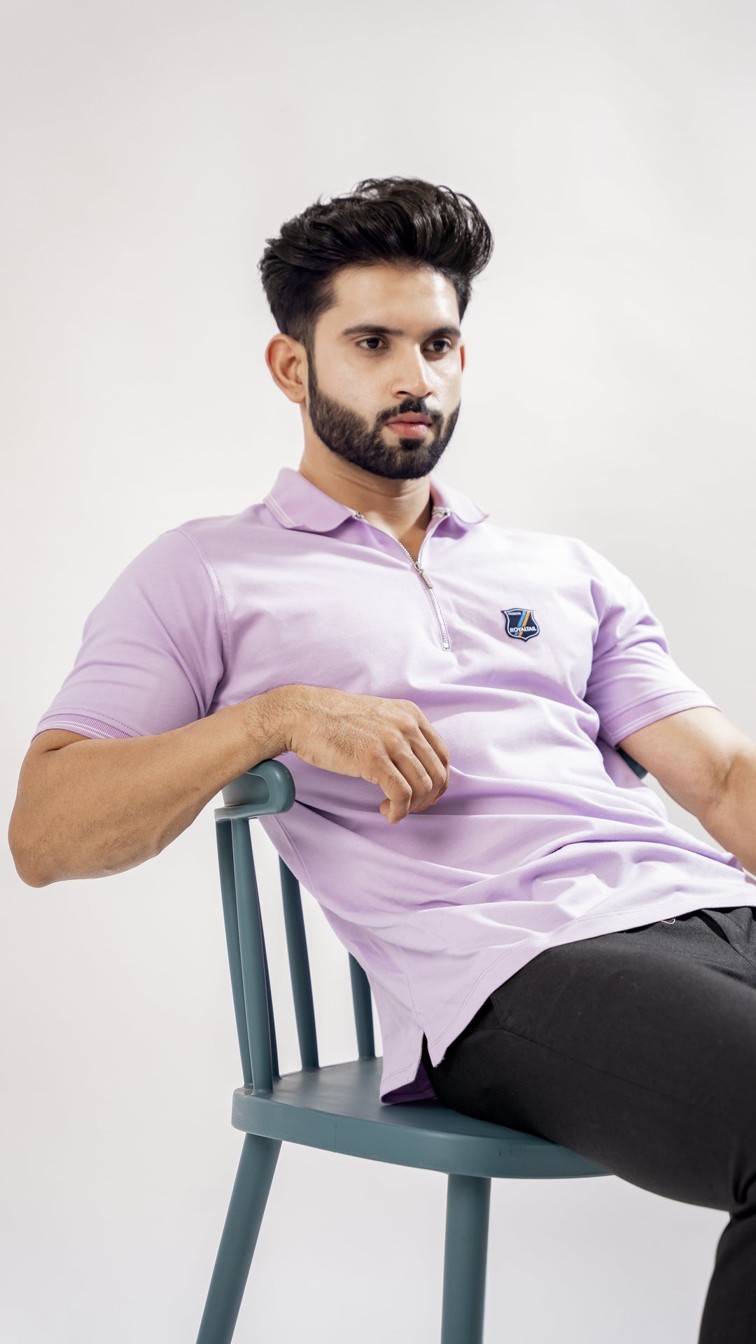 Violet Purple Pique Cotton Polo T-Shirt for men, photo 4