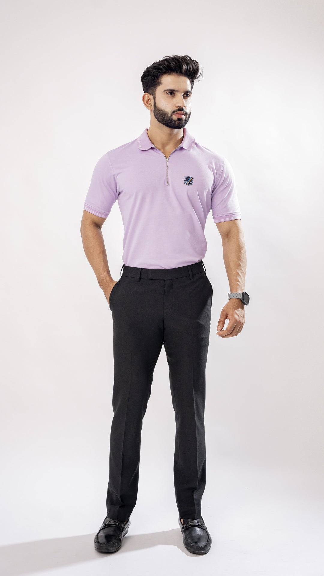 Violet Purple Pique Cotton Polo T-Shirt for men, photo 6