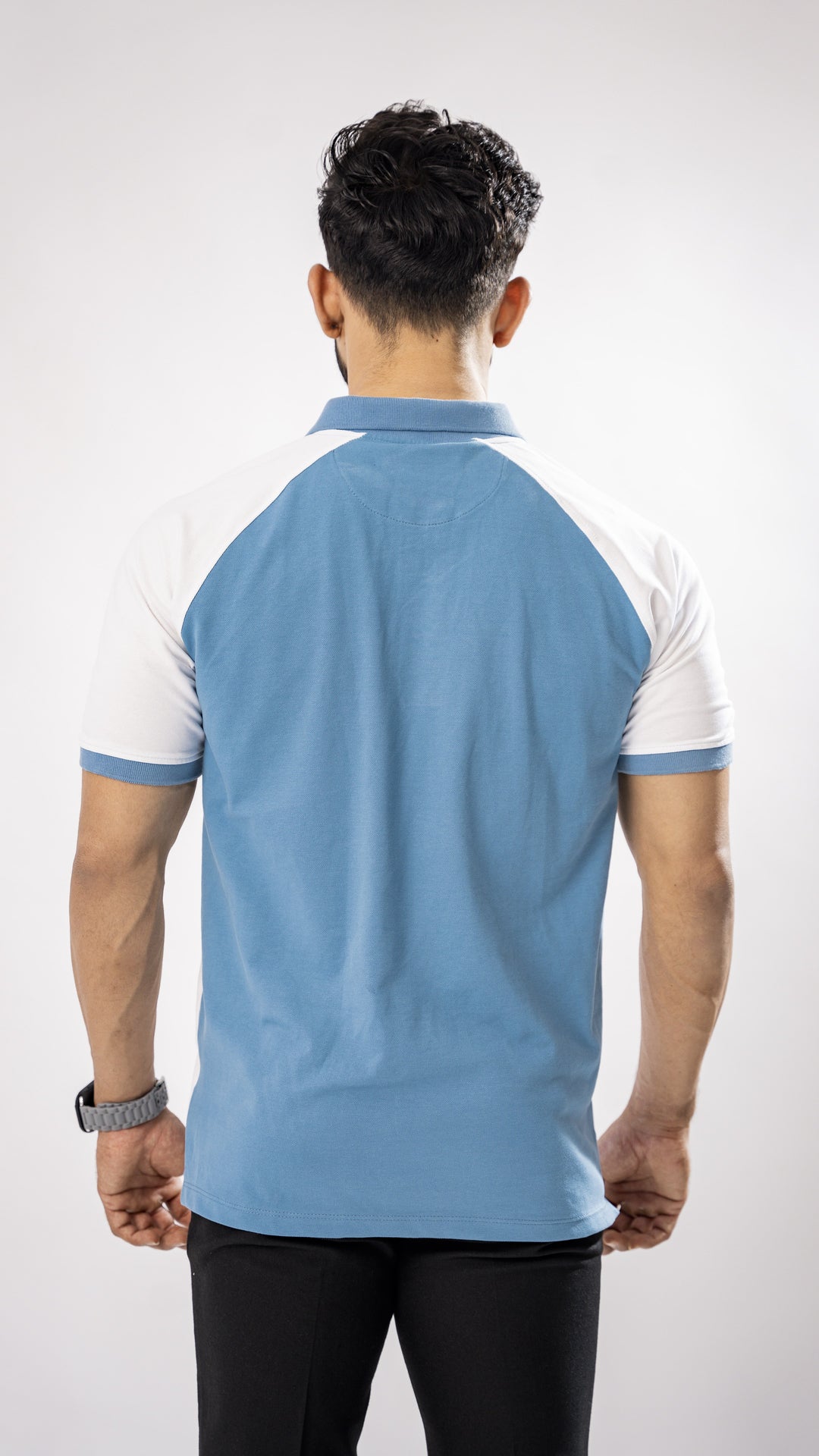 White & Blue Cotton Polo T-Shirt for men, photo 6