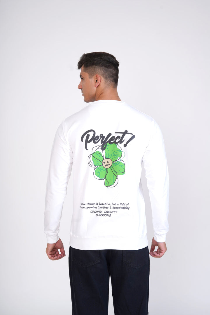 Men's White & Green Floral Organic Cotton Sweatshirt