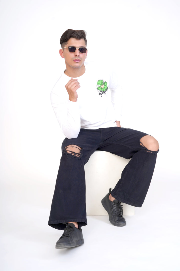 White & Green Floral Organic Cotton Sweatshirt by ROYALTAIL