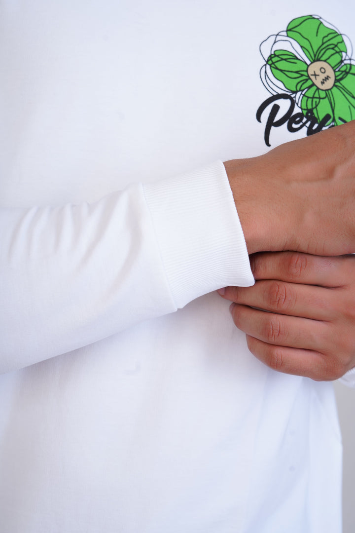 White & Green Floral Organic Cotton Sweatshirt for men, photo 5