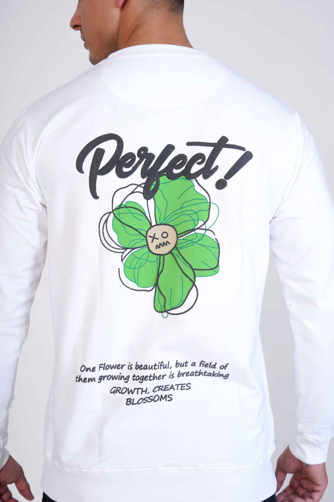 White & Green Floral Organic Cotton Sweatshirt for men, photo 6
