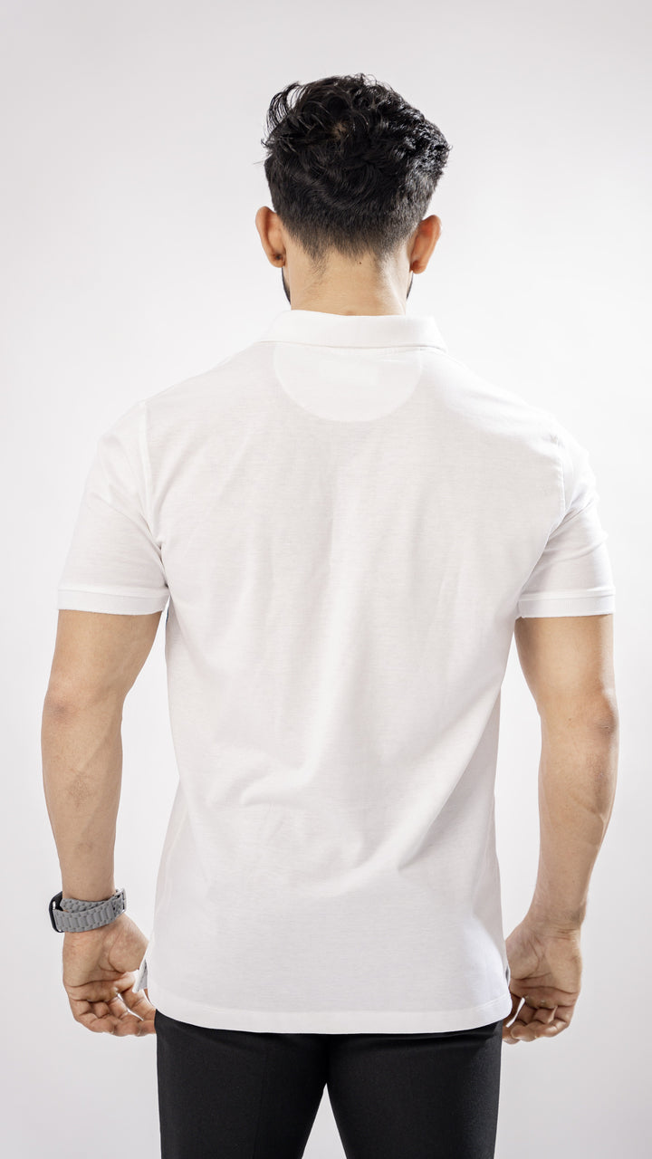White & Green Pique Cotton Polo T-Shirt by ROYALTAIL