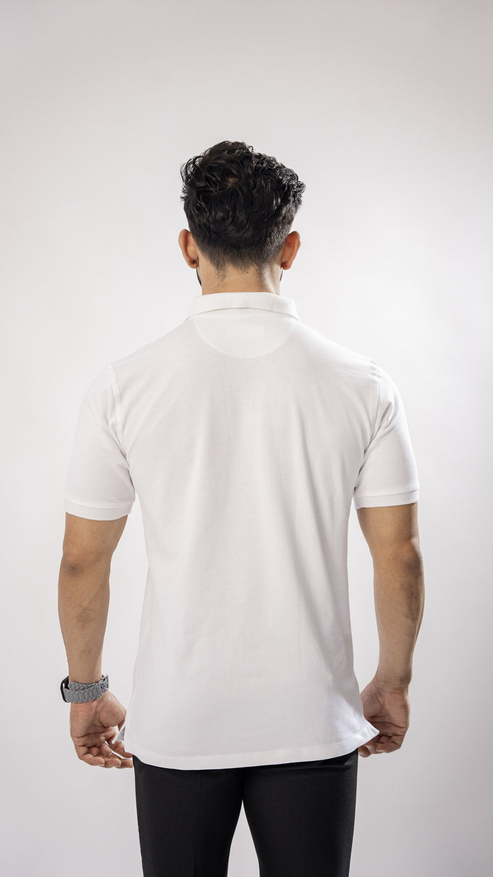 White & Green Textured Cotton Polo T-Shirt for men, photo 6