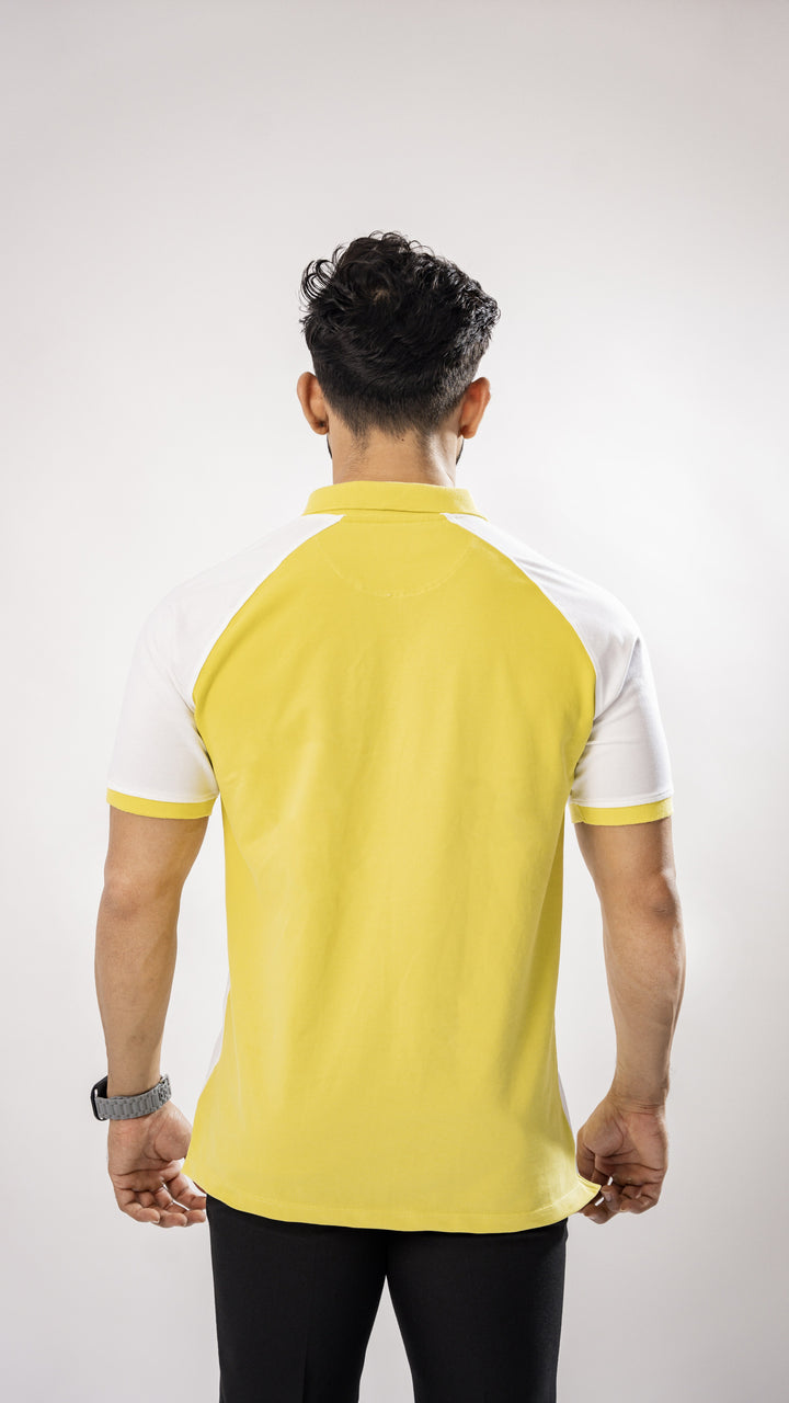 White & Yellow Pique Cotton Polo T-Shirt for men, photo 7