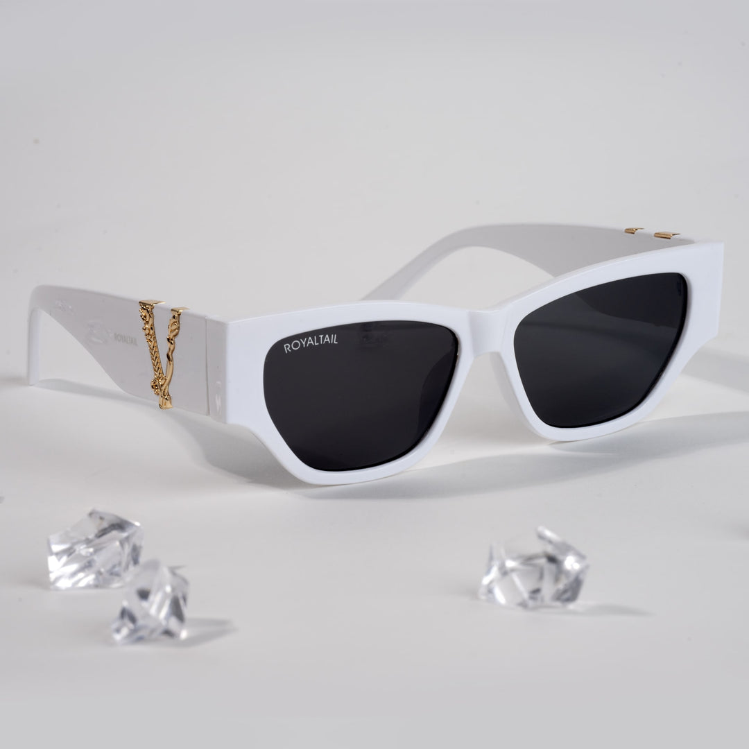 White cat-eye sunglasses with black lenses – ROYALTAIL