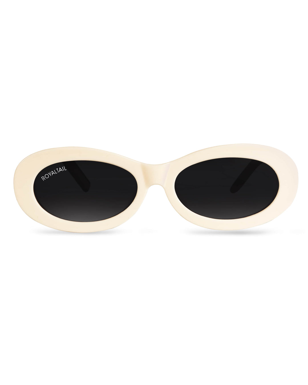 White narrow oval sunglasses with black lenses – ROYALTAIL