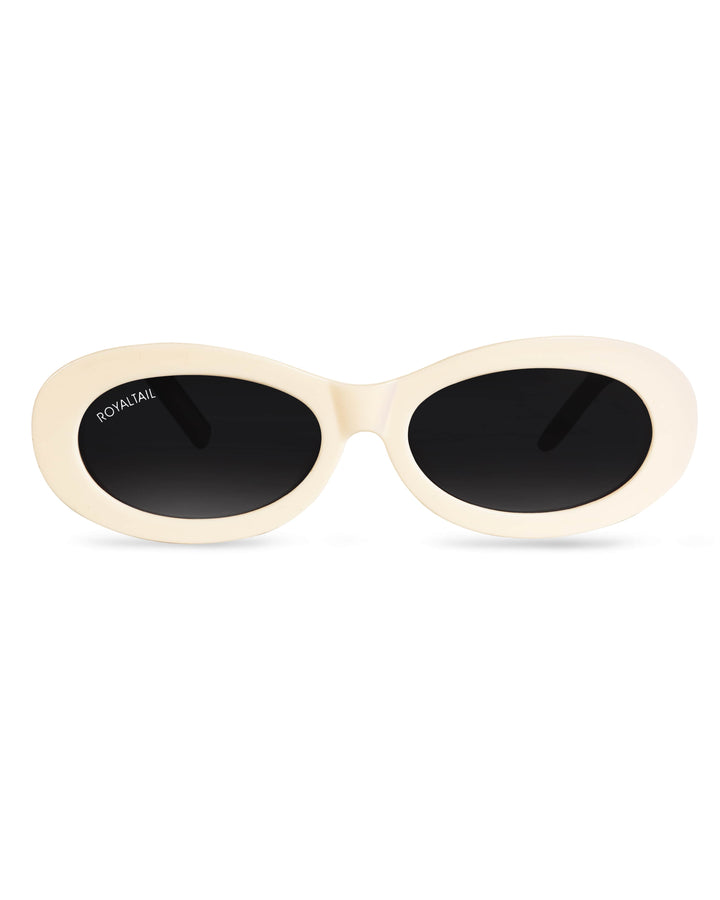 White narrow oval sunglasses with black lenses – ROYALTAIL