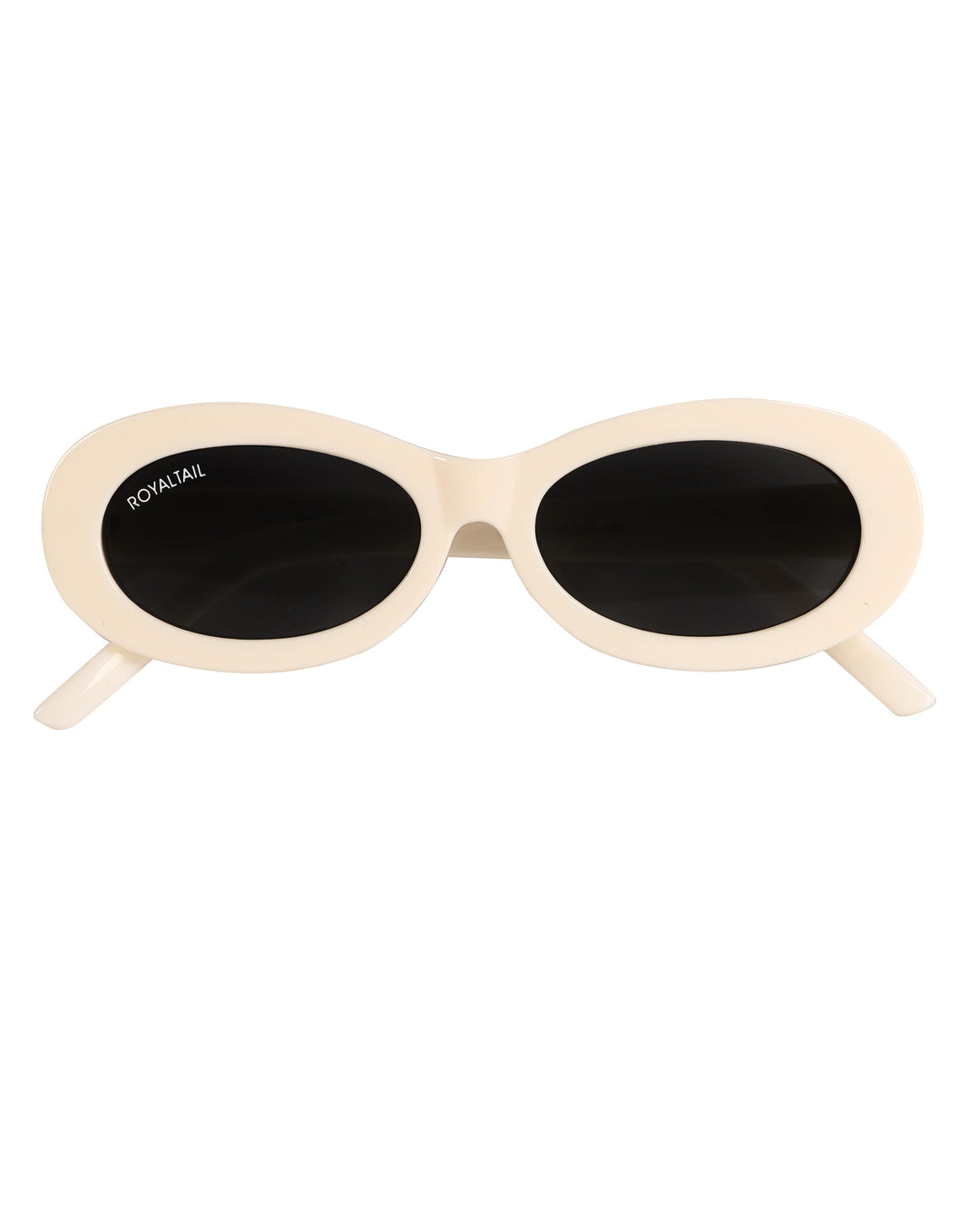 ROYALTAIL white narrow oval sunglasses, black lens