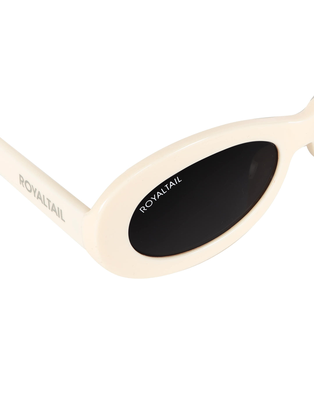 White narrow oval sunglasses with black lenses, photo 4