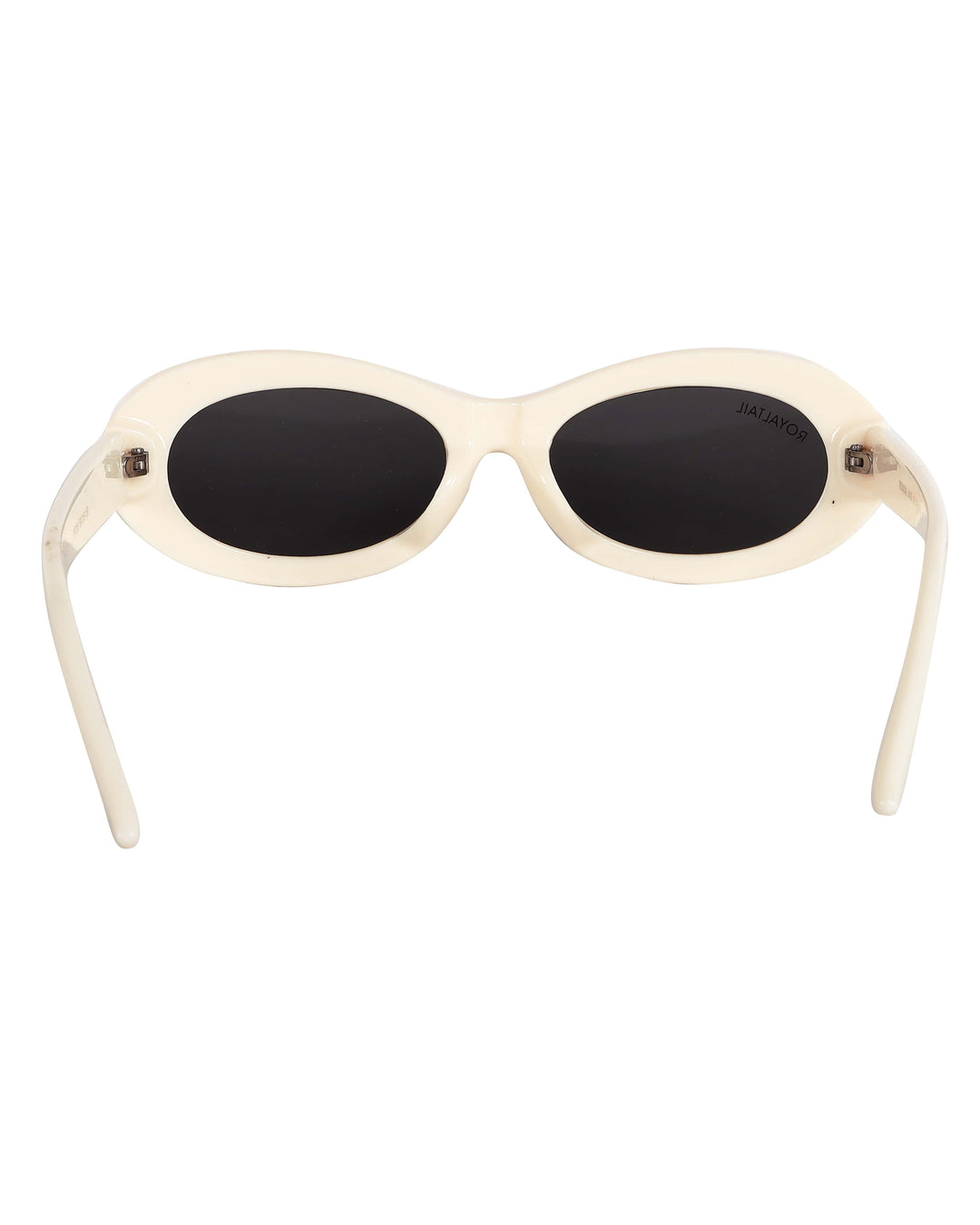White narrow oval sunglasses with black lenses, photo 5