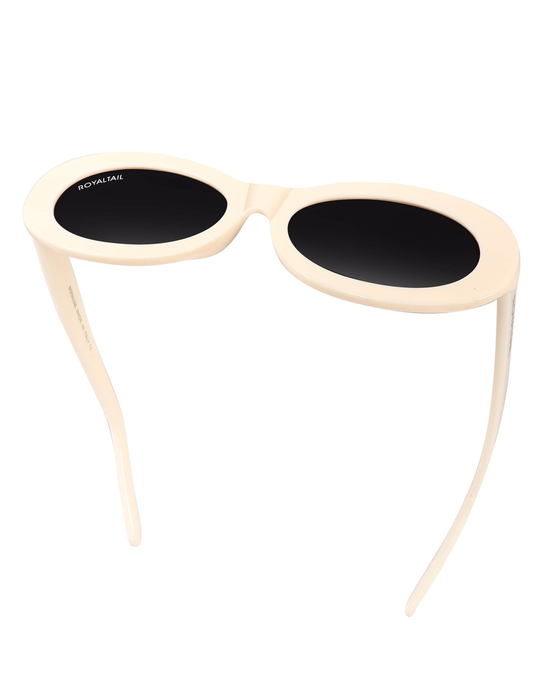 White narrow oval sunglasses with black lenses, photo 6