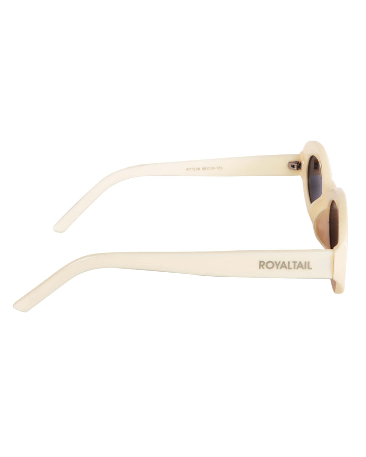 White narrow oval sunglasses with black lenses, photo 7