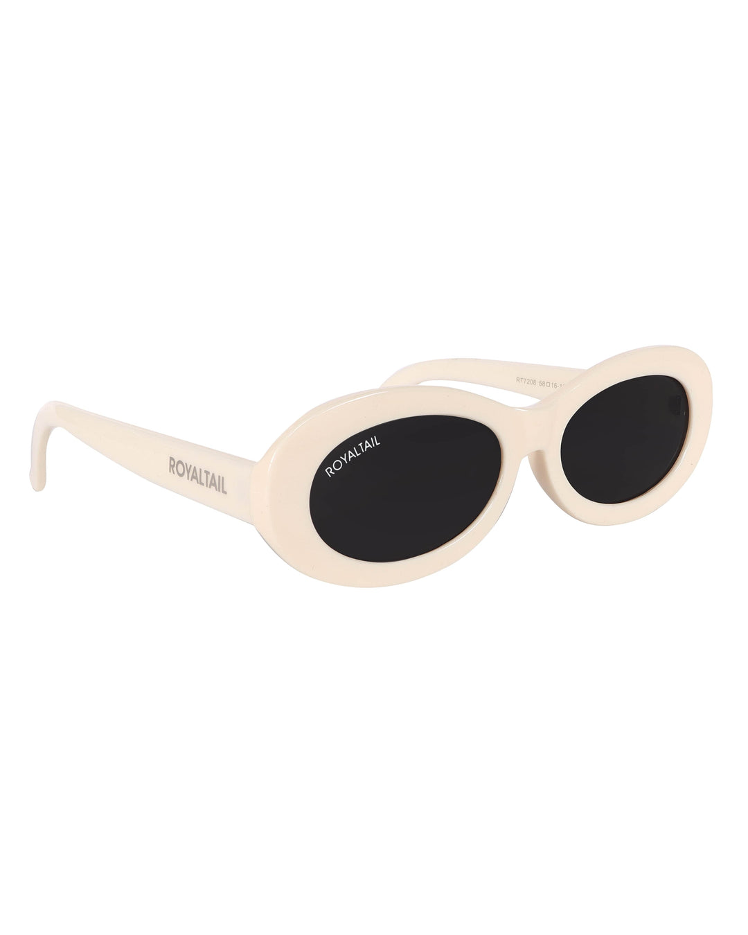 White narrow oval sunglasses with black lenses, photo 8