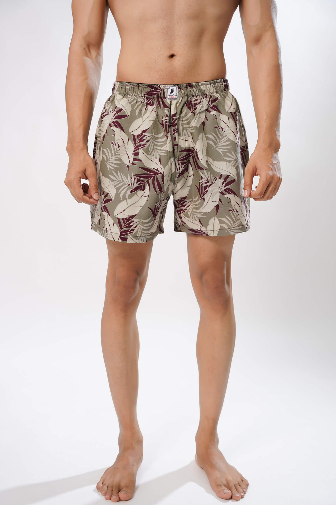 Men's Wine & Brown Print Boxer Shorts