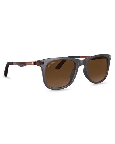 Brown Glass and Brown Frame Square Helmatta 4287 Edition Sunglasses - Royaltail