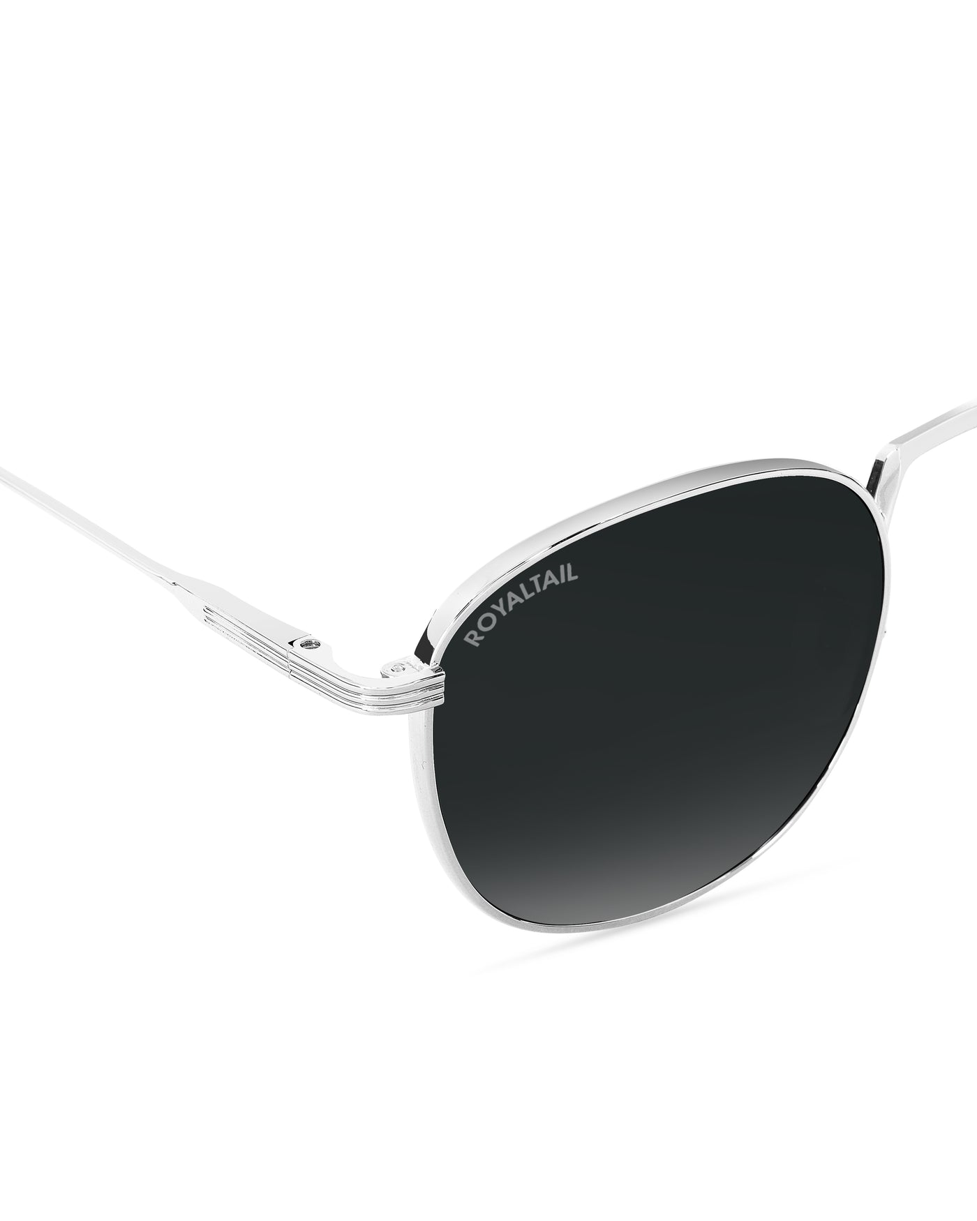 Black Glass and Silver Frame Round Medford Series Polarized Sunglasses - Royaltail
