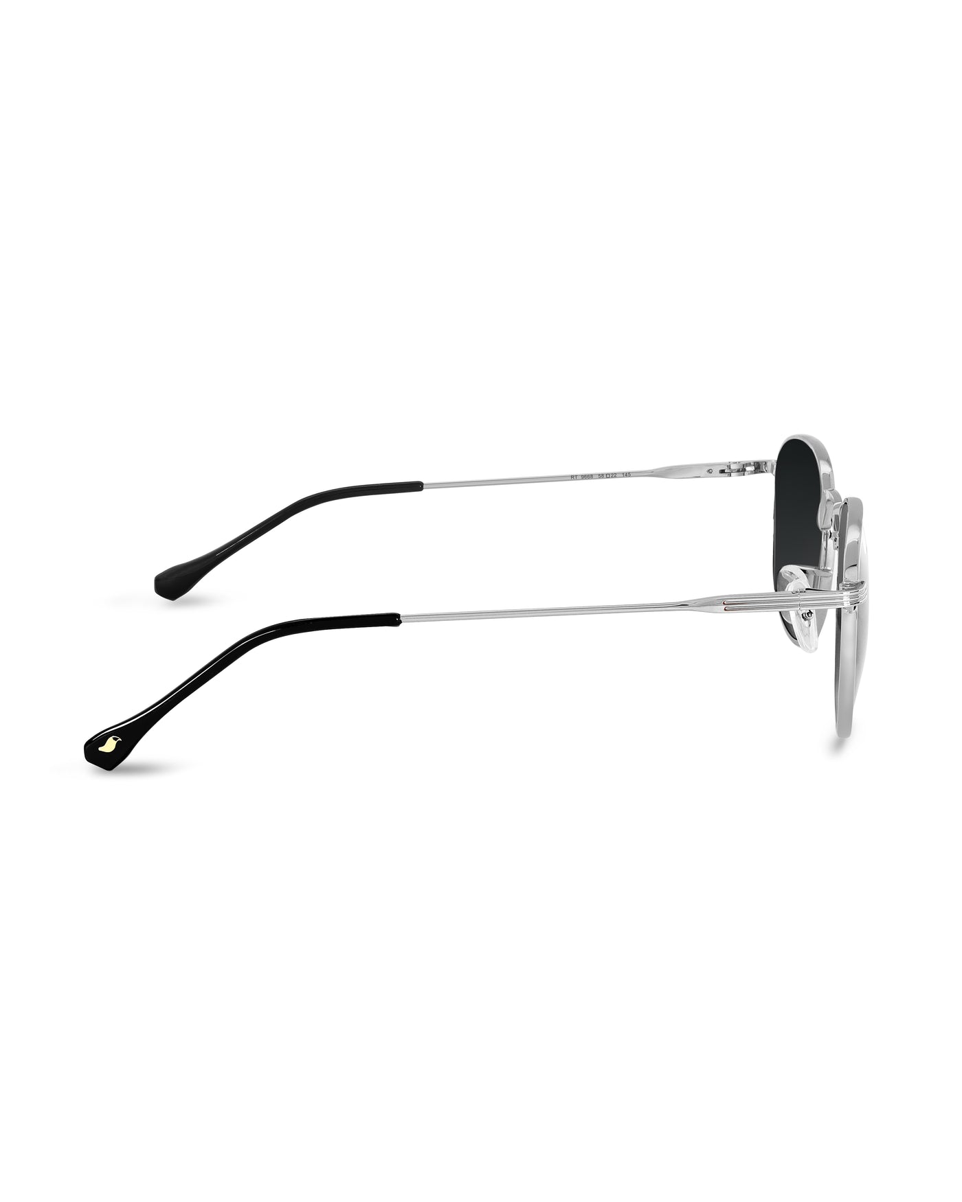 Black Glass and Silver Frame Round Medford Series Polarized Sunglasses - Royaltail
