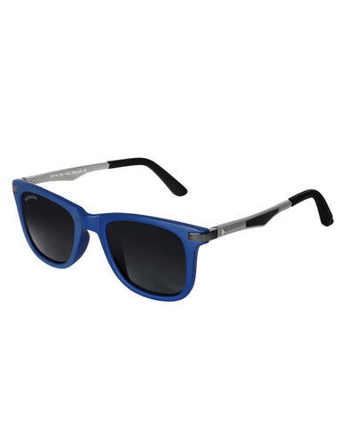 Black Glass and Blue Frame Square Helmatta 4287 Edition Sunglasses - Royaltail