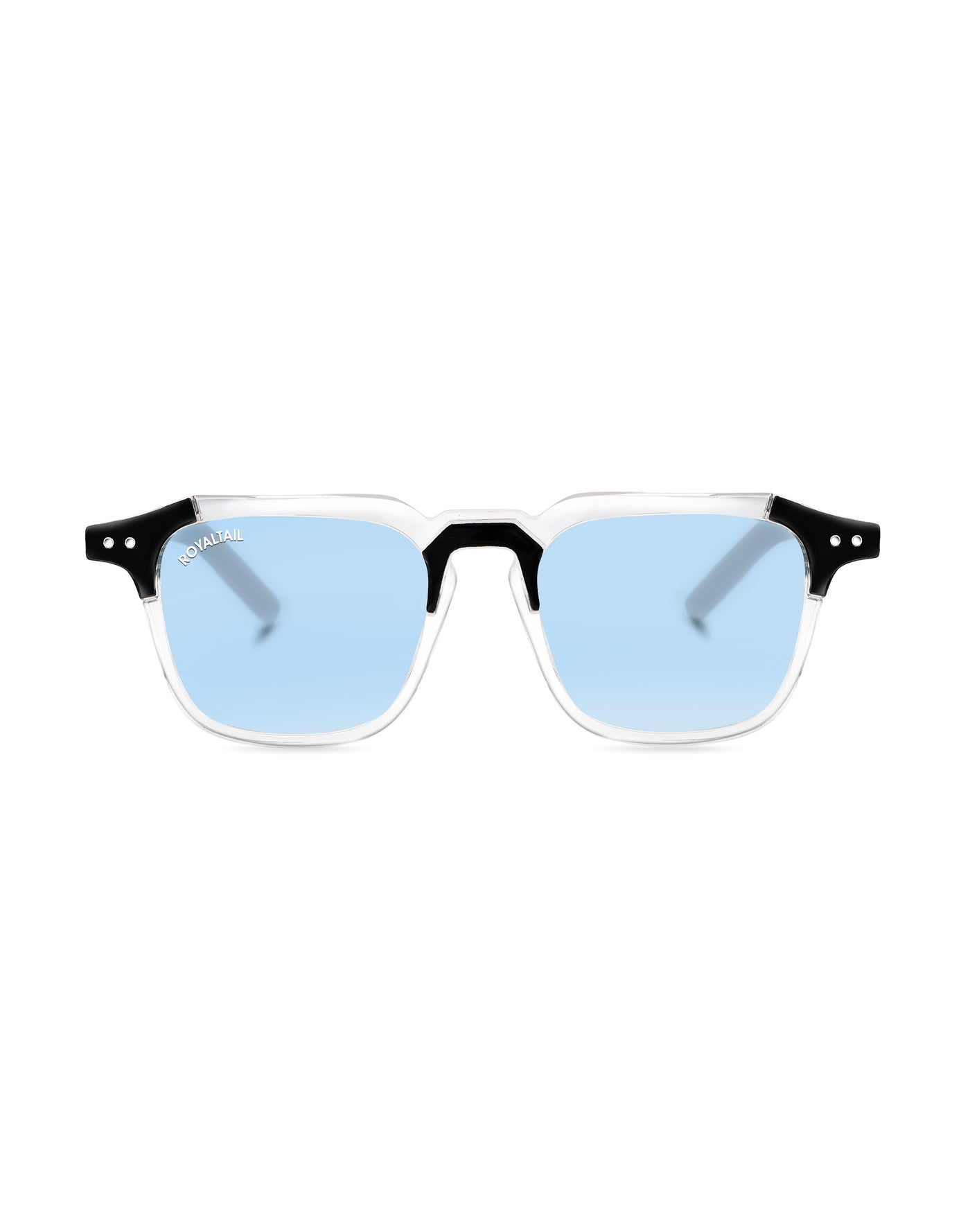 Sky Blue Glass and Black Frame Square Kingsman-06 Series Sunglasses - Royaltail