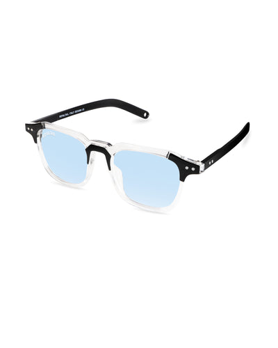 Sky Blue Glass and Black Frame Square Kingsman-06 Series Sunglasses - Royaltail