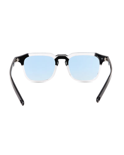 Sky Blue Glass and Black Frame Square Kingsman-06 Series Sunglasses - Royaltail