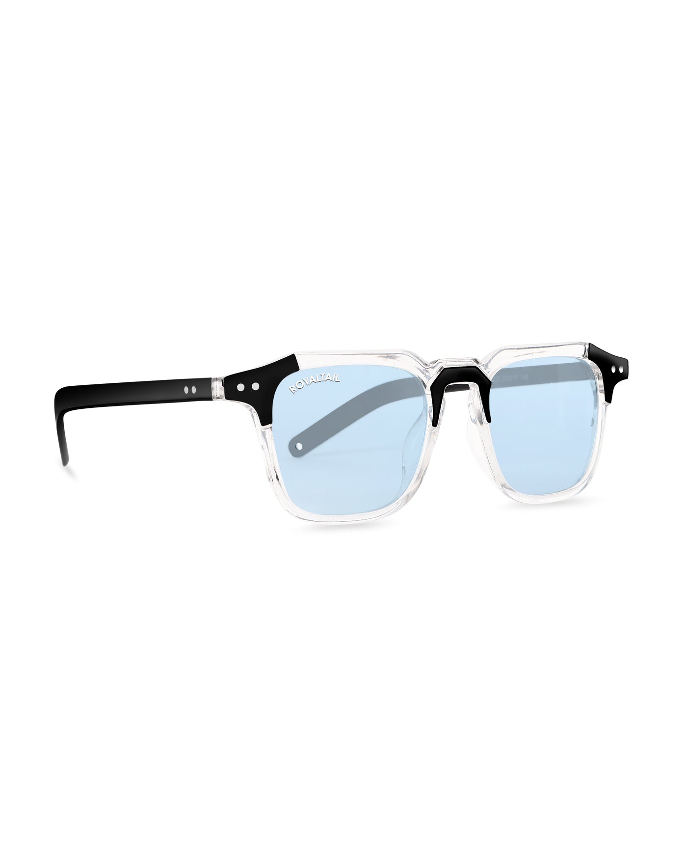 Sky Blue Glass and Black Frame Square Kingsman-06 Series Sunglasses - Royaltail