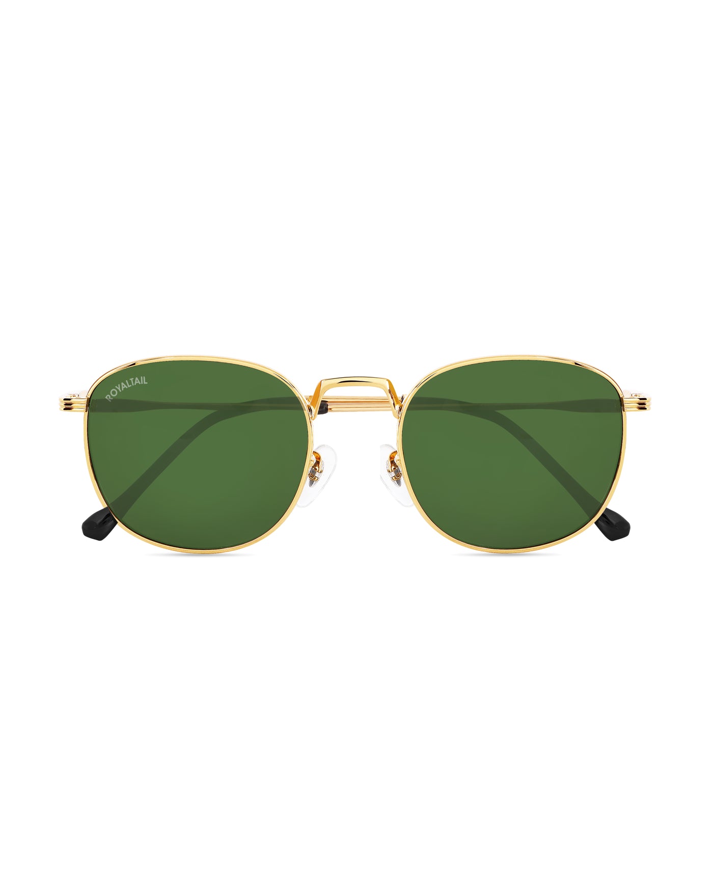 Green Glass and Gold Frame Round Medford Series Polarized Sunglasses - Royaltail
