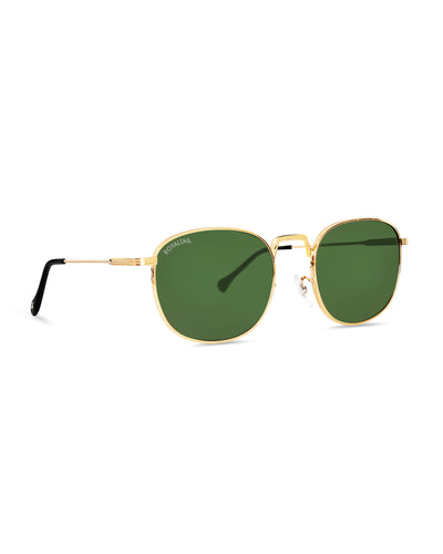 Green Glass and Gold Frame Round Medford Series Polarized Sunglasses - Royaltail